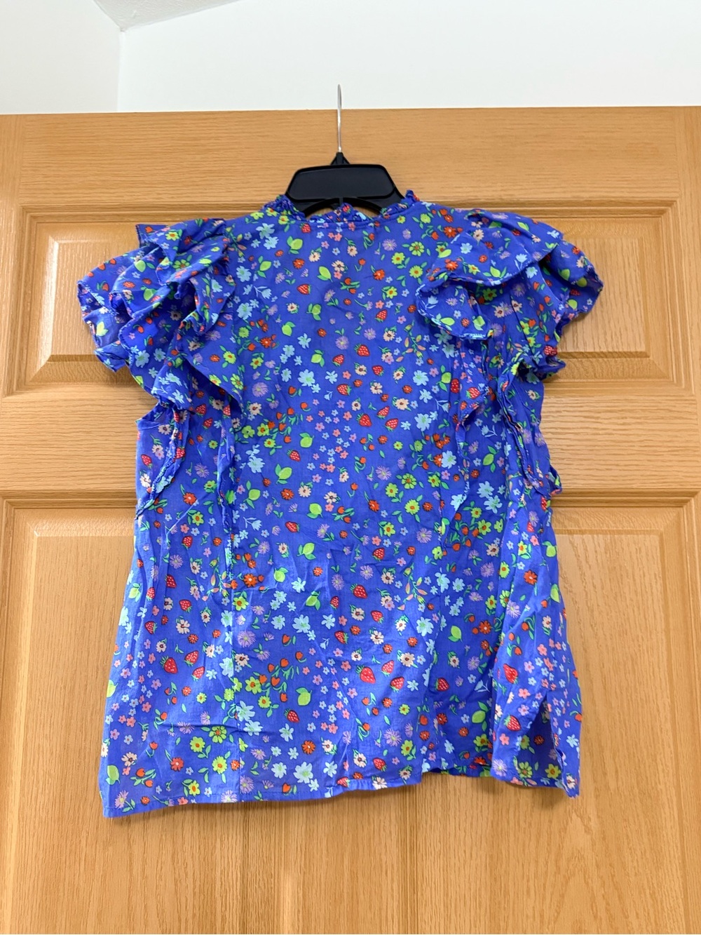 Karlie Blue Floral Tassel Ruffle Blouse - Picture 4 of 6